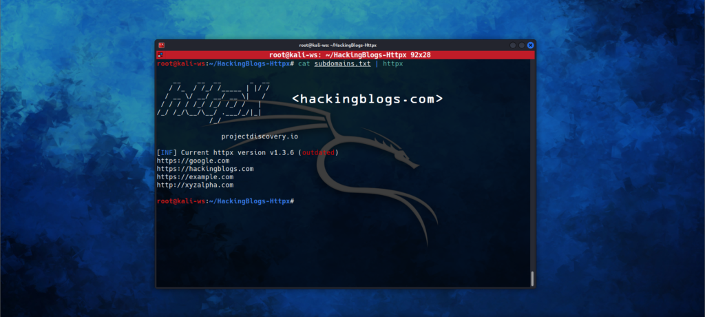 fingerprinting web server via httpx
